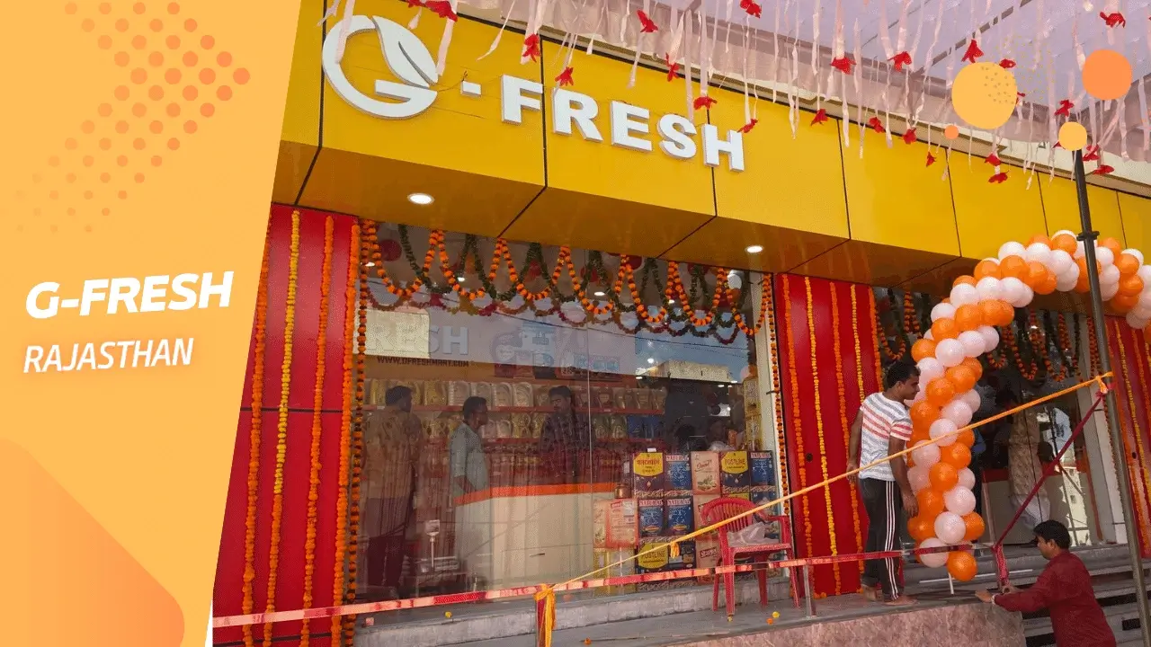 G-FRESH grocery franchise with yellow storefront