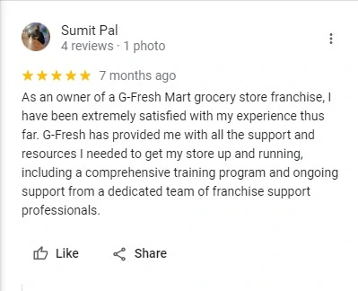 G-FRESH grocery franchise with yellow storefront